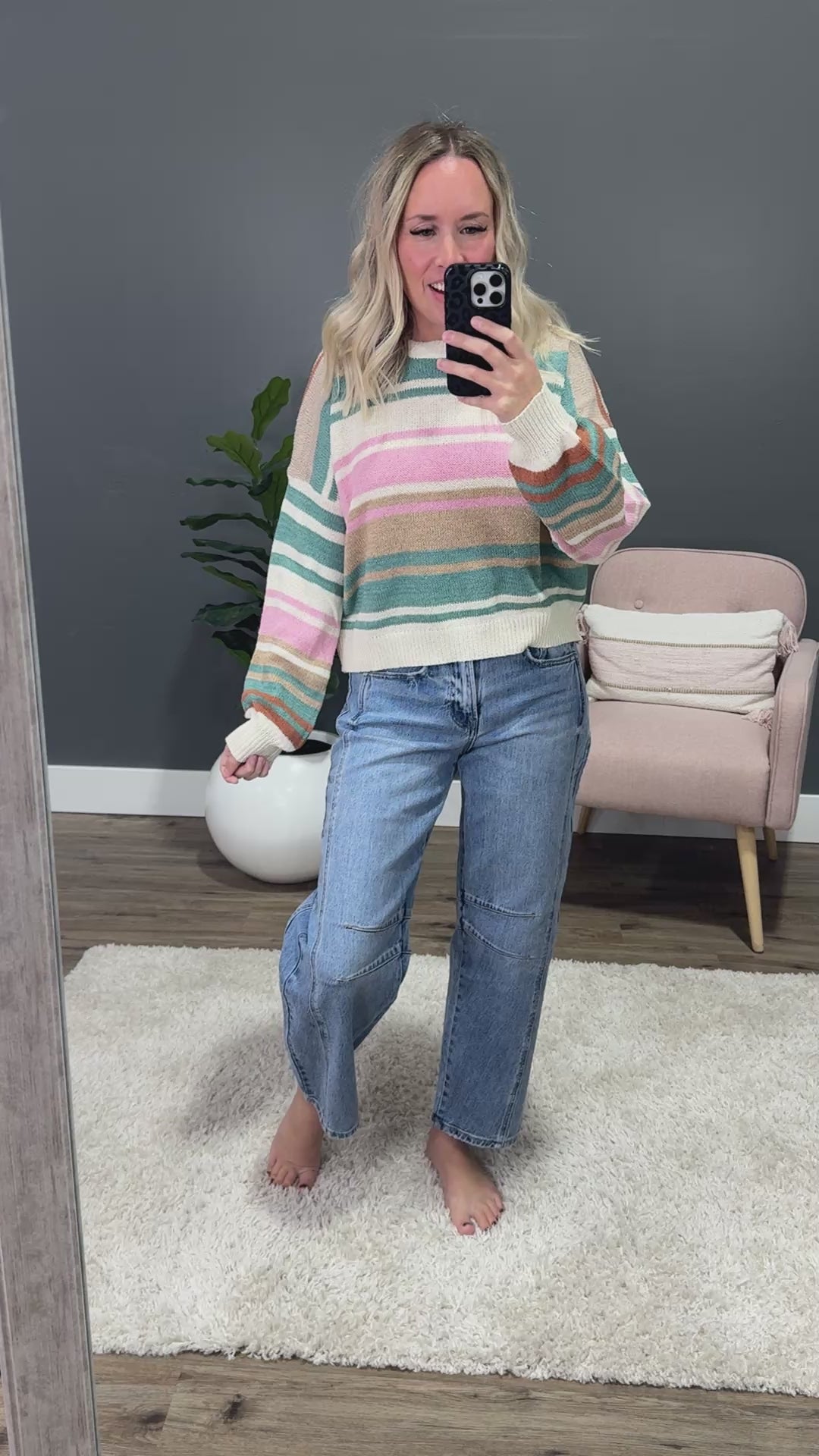 NEW! Layla Color Block Striped Sweater - Pink & Teal Wishlist