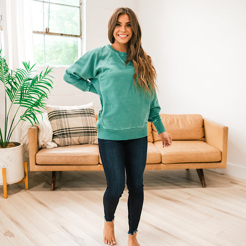 Girlfriend Crewneck Sweatshirt - Dark Green  Zenana   