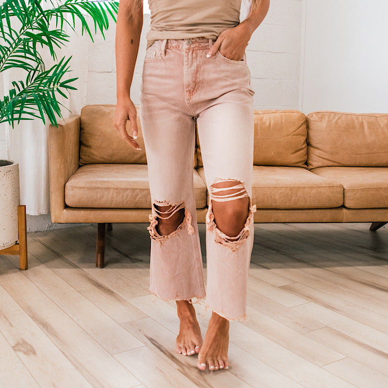 Vervet Blush 90's Crop Flare Jeans  Vervet   