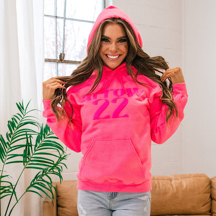 Arrow 22 Neon Pink Hoodie  Twisted Pelican   