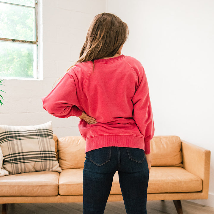 Girlfriend Crewneck Sweatshirt - Dark Red  Zenana   