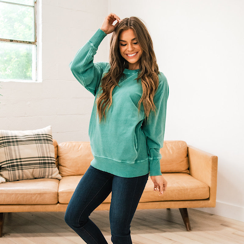 Girlfriend Crewneck Sweatshirt - Dark Green  Zenana   