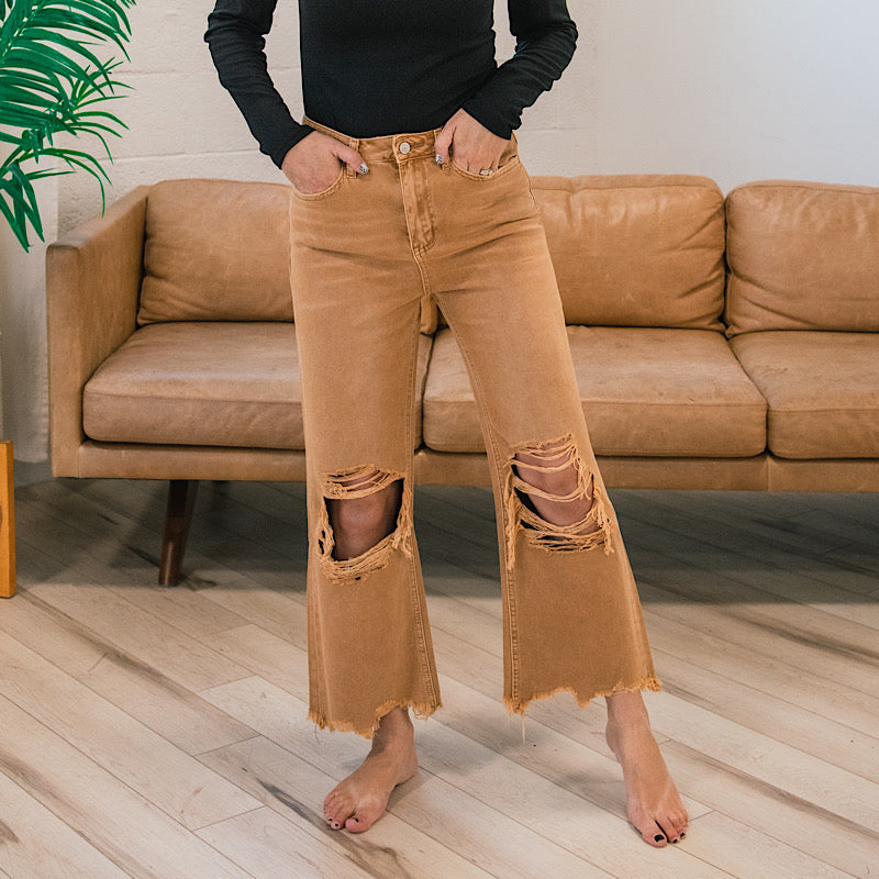 Vervet Butterscotch 90's Crop Flare Jeans  Vervet   