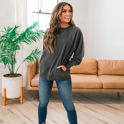 Girlfriend Crewneck Sweatshirt - Black  Zenana   