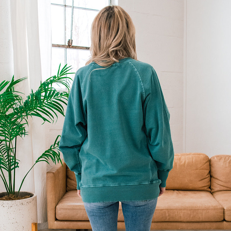 Girlfriend Crewneck Sweatshirt - Teal  Zenana   