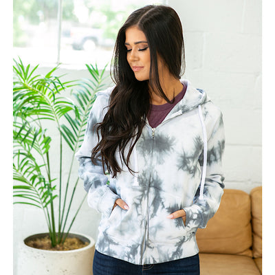 Marbled Gray Boyfriend Full Zip Hoodie FINAL SALE  Reflex   