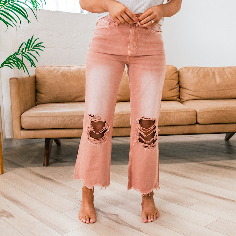 Vervet Melon 90's Crop Flare Jeans  Vervet   