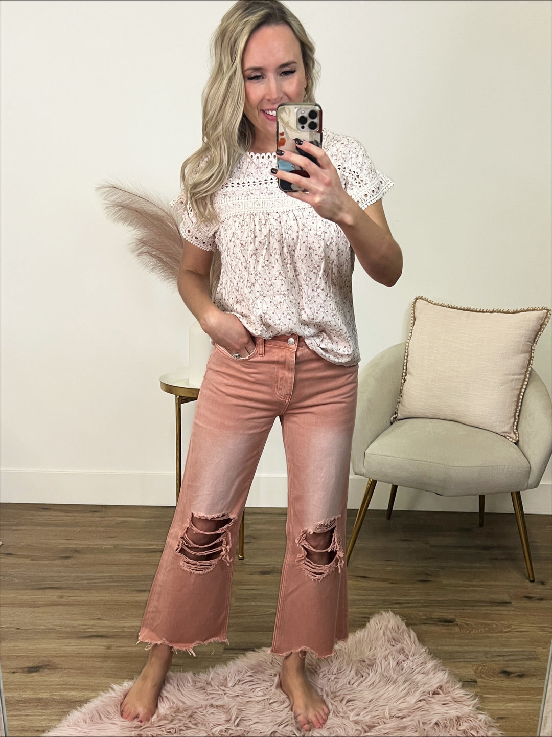 Vervet Melon 90's Crop Flare Jeans  Vervet   