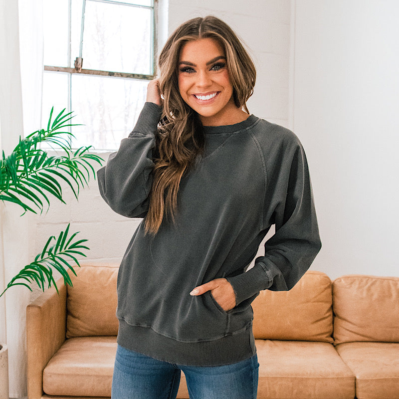 Girlfriend Crewneck Sweatshirt - Black  Zenana   