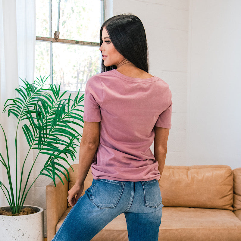 Favorite V Neck Top - Light Rose  Zenana   